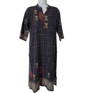 Lagi Printed Kurta Tunic‎ Mandarin Collar 3/4 Sleeve Embroidered Women's XL